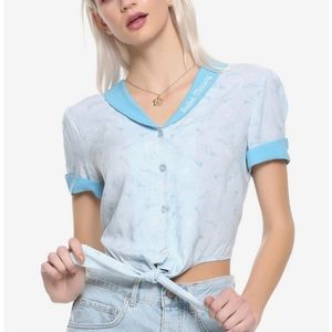 Sailor Moon Sailor Mercury Tie-Front Girls Crop Button-Up Hot Topic Exclusive